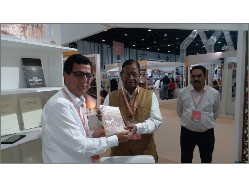 Publicactions Divisions book Gandhi Ordained in South Africa presented to Chairman NBT at Publications Divisions stall in Abu Dhabi International Book Fair 2019nbsp Date 28 April 2019nbsp Place Abu Dhabi UAEnbsp