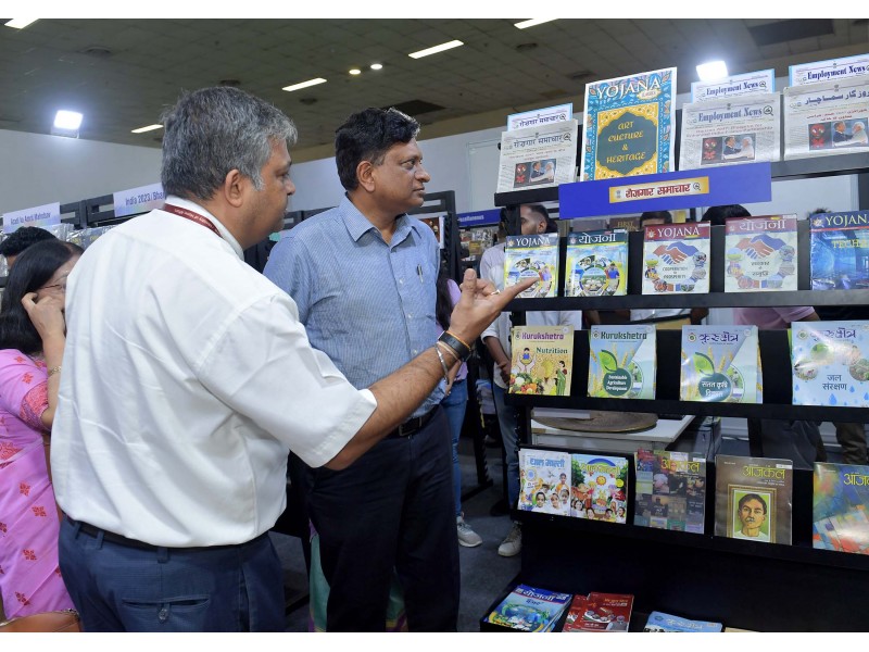 The 27th edition of the Delhi Book Fair was organized by ITPO in association with FIP from 29th July to 2nd August 2023 at Pragati Maidan New Delhi Publications Division Ministry of Information and Broadcasting exhibited its books and journals at Stall No 12 Hall No 11 of Pragati Maidan